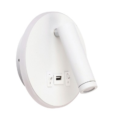 Aplique de pared blanco cabecero 2 luces y USB